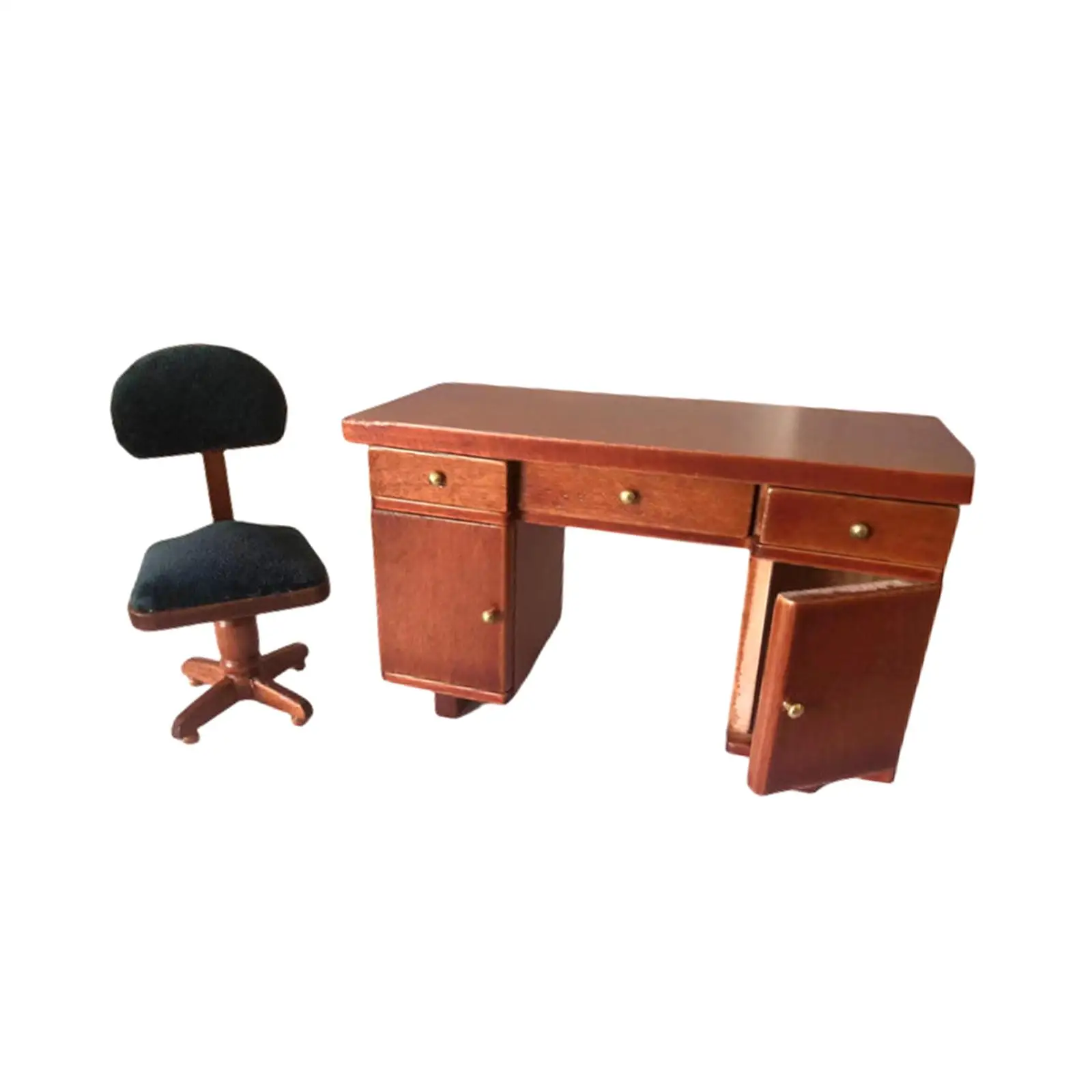 Scrivania e sedia per computer per casa delle bambole Mobili per la casa in miniatura in scala 1:12, modello fai-da-te, accessori per casa delle bambole in legno per oggetti di scena fotografici