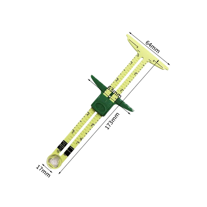 5-IN-1 Sewing Seam Ruler Measuring Gauge Patchwork Quilting Tailor Ruler Sizer Helper Aluminum Plastic Sliding Gauge