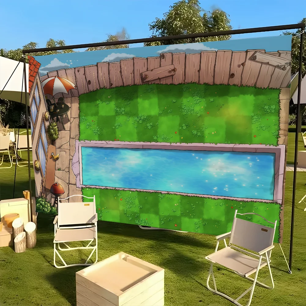 لعبة P-Plants vs Z-Zombies العلم للتخييم في الهواء الطلق بار نزهة ديكور المنزل والحفلات الحلي راية #2