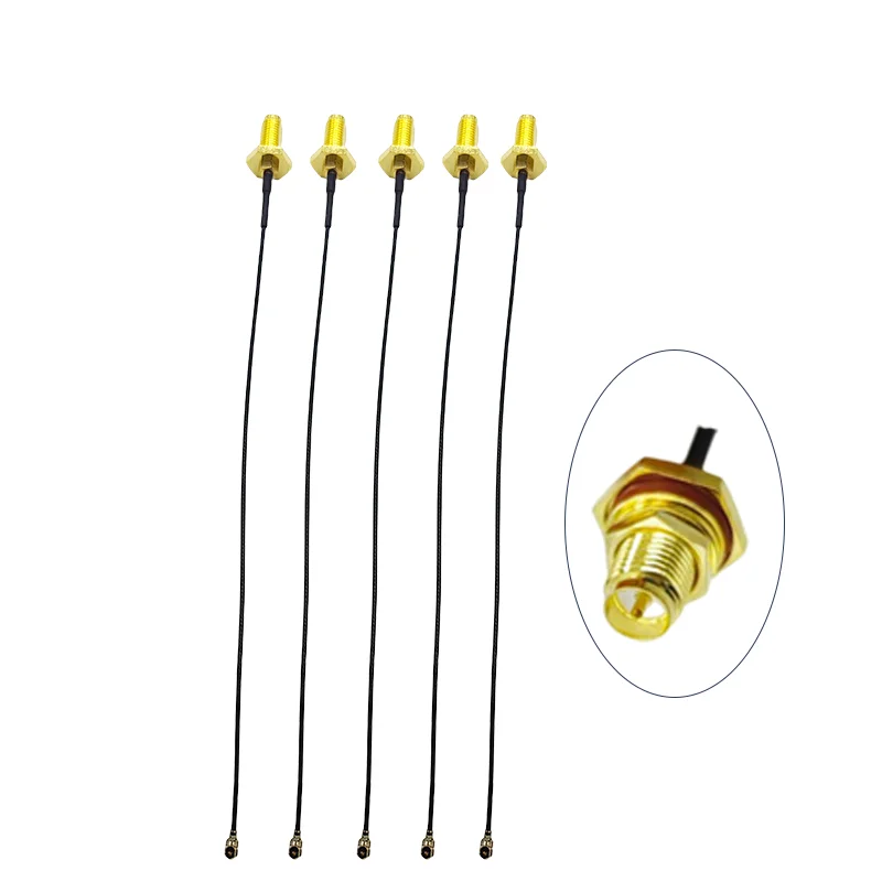 

RP SMA Female Bulkhead To IPEX RF1.13 RF Coax Assembly Pigtail Cable For Wifi Signal Antenna 5pcs