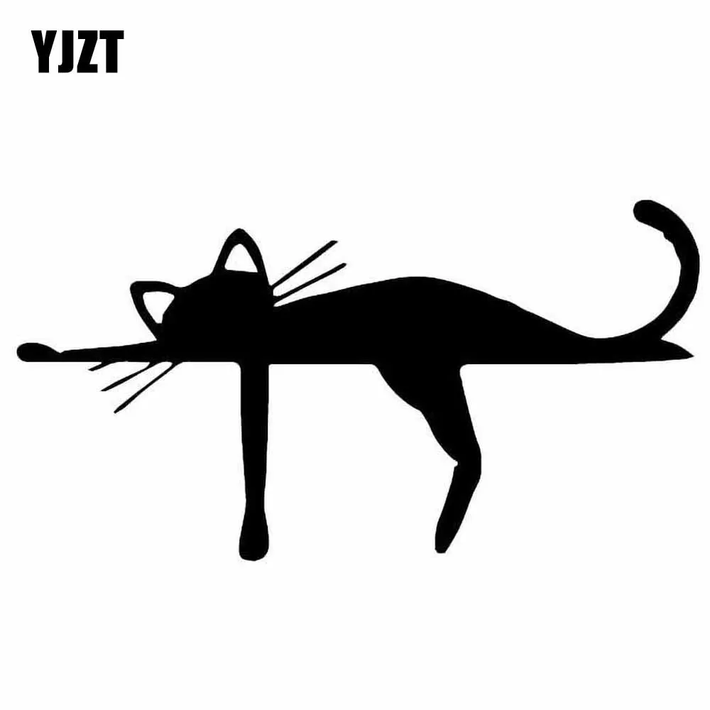 YJZT Vinyl Decal Cute Cat Animal Dream Funny Cheerful Cartoon Car Stickers Black/Silver C24-1763