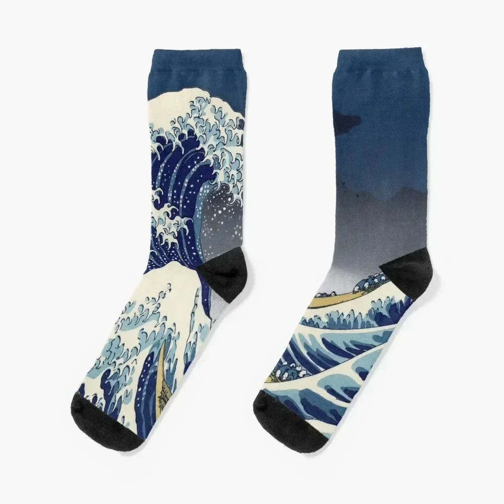 Great Wave: Kanagawa Night Socks luxe christmass gift hockey Girl'S Socks Men's