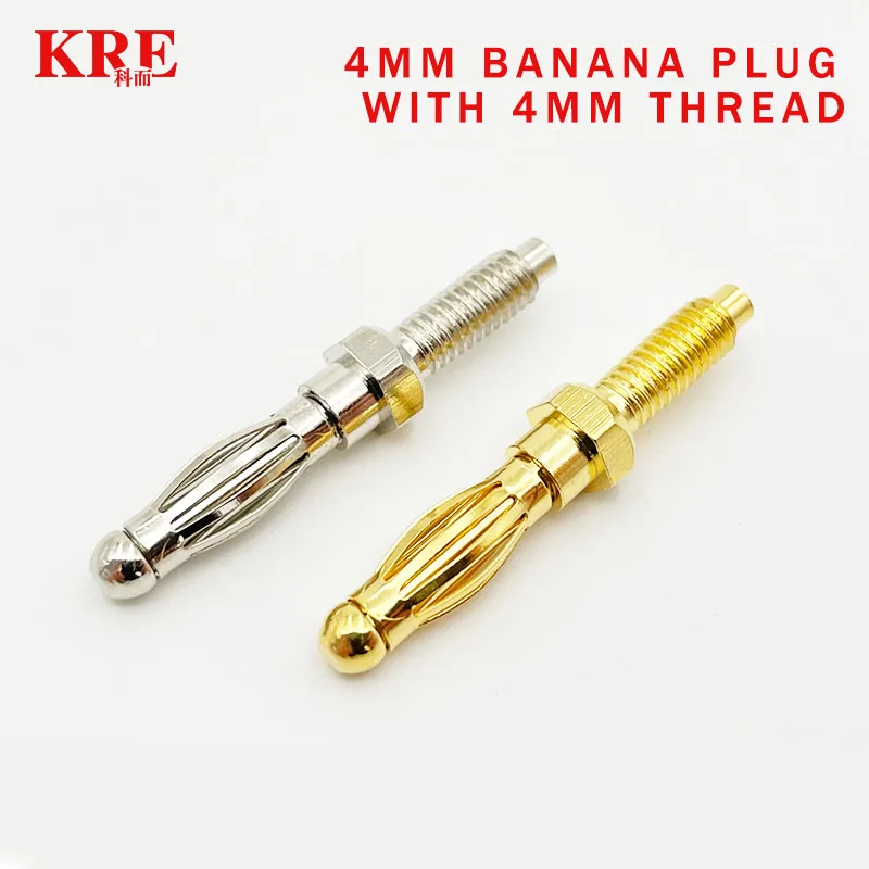 20PCS 4mm Lantern Type Banana Plug With M4 Thread Male Connectors Audio Plug Cold Pressure Solderless Electric DIY