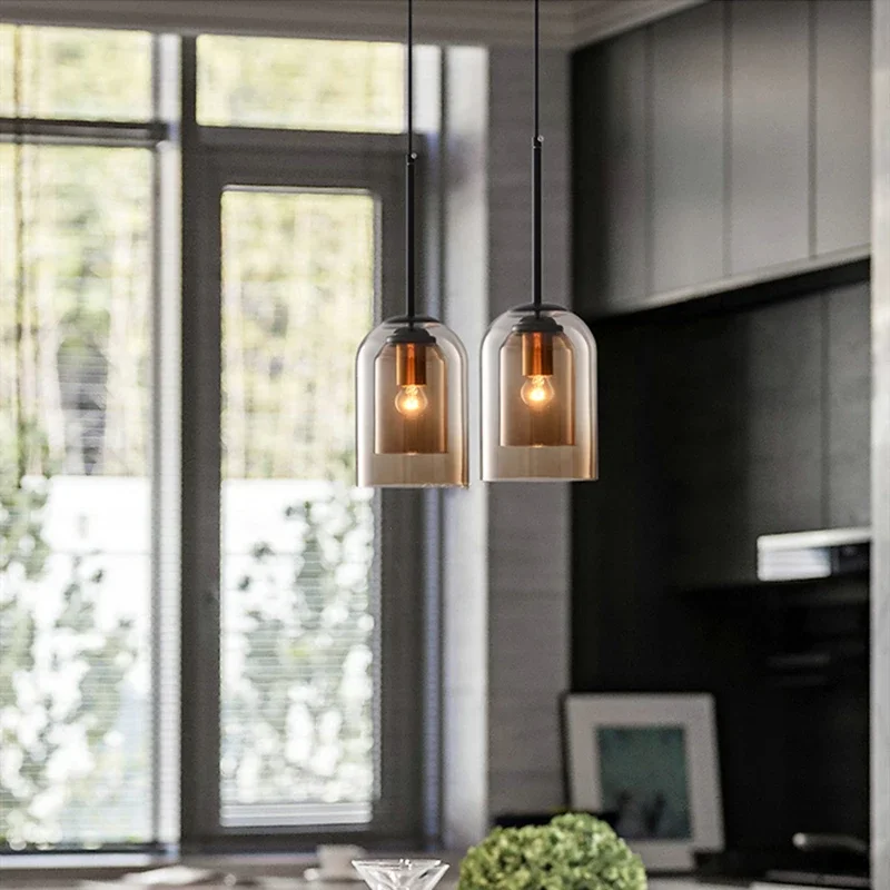 Nordic Pendant Light Postmodern Double Glass Hanglamp For Bedroom Dining Room Bar Decor Luminaire Suspension Kitchen Fixtures