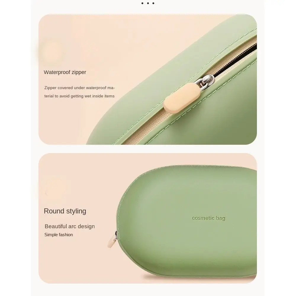 Portable Large Capacity Silicone Cosmetic Bag Zipper Closure Space Saving Makeup Pouch Soft Waterproof Coin Purse Jewelry