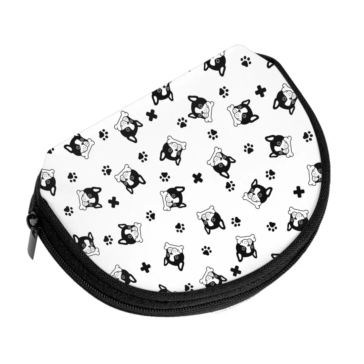 Bulldog Crossbones Food 3D Printing Coin Purse Ladies Shopping Portable Silver  Bag Travel Mini Credit Card ID   Gift