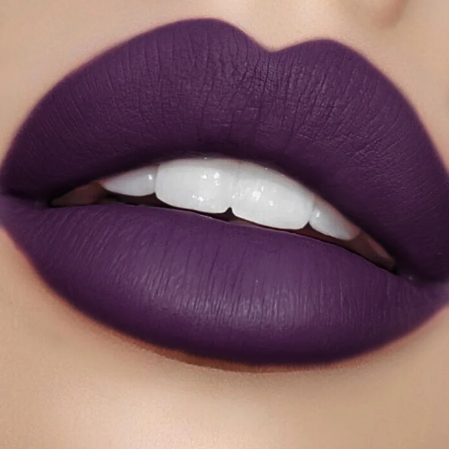 Velvet Lip Glaze Flüssige Lippenstiftcreme Damen-Make-up-Produkt Nude Matte Purple Pigment Wasserdichte, langlebige Lippentönungspaste