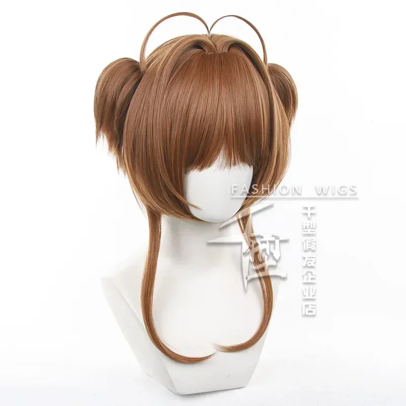 Anime Card Captor Sakura Kinomoto Cosplay Wig Sakura Heat Resistant Synthetic Hair Wigs Cap