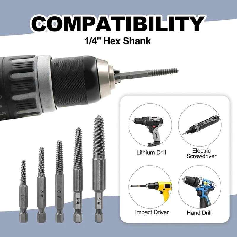 Schraubenabzieher-Set, 10-teiliger Schrauben abzieher, 1/4-Zoll-Sechskant-Abzieher mit gebrochenem Schaft, Schrauben entferner und Extraktor-Bit-Set