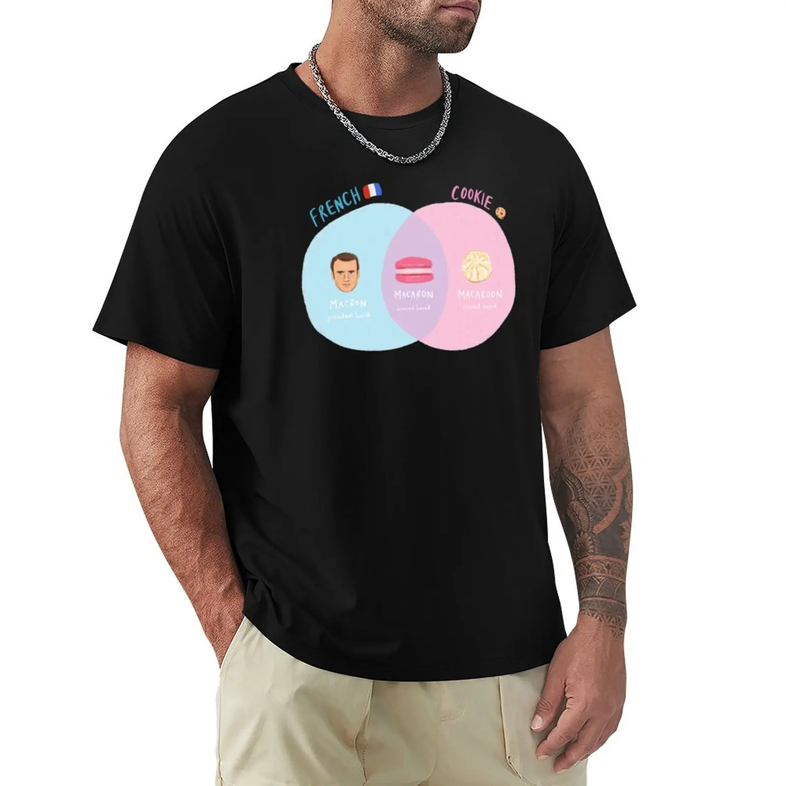 Camiseta divertida con diagrama de Venn de Emmanuel Macaron Macaroon Cookie, camiseta de manga corta suave y elástica