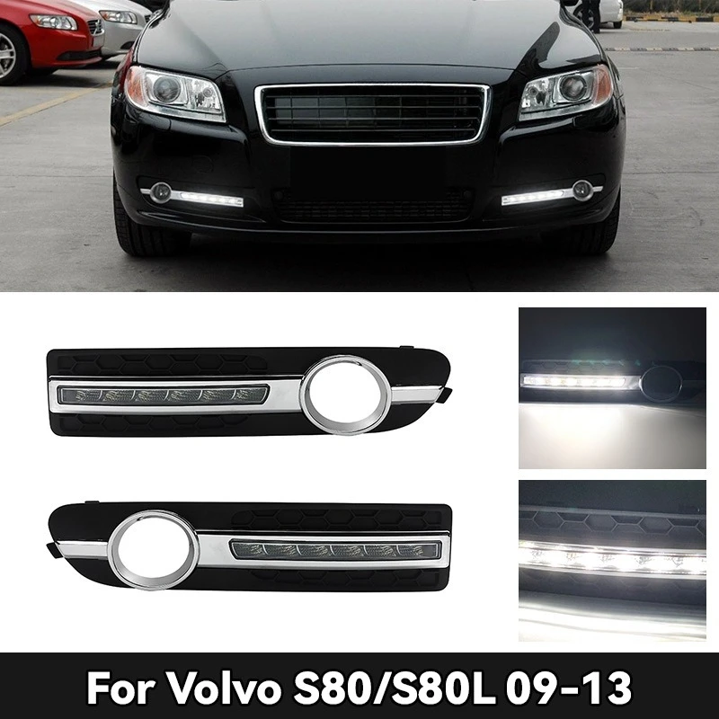 

2PCS LED Daytime Running light Daylight For Volvo S80 S80L 2009 2010 2011 2012 2013 DRL Fog Light Cover