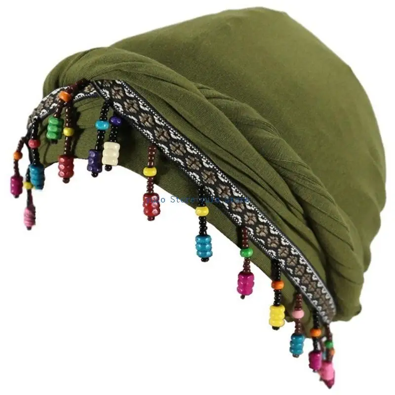 X7XB Fashion Braid Hat Adult Skull Hat Twist Tail Turban Hat Women Sport Stretchy Hat