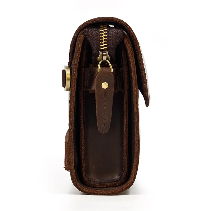 حقيبة يد من الجلد صدفي من كريزي هورس ذات سعة كبيرة وسحاب عتيق وسعة كبيرة وحقيبة يد رجال الأعمال متعددة الوظائف #5