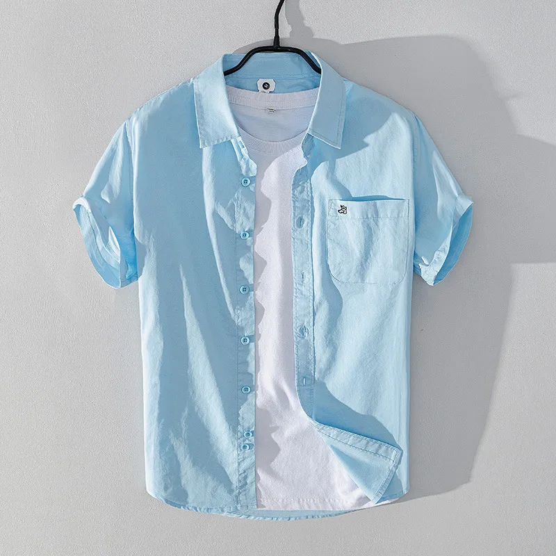 

Новый летний повседневный свободный мужской ort Sve irt Pure Color ket Design, удобный хлопковый топ, модная верхняя одежда