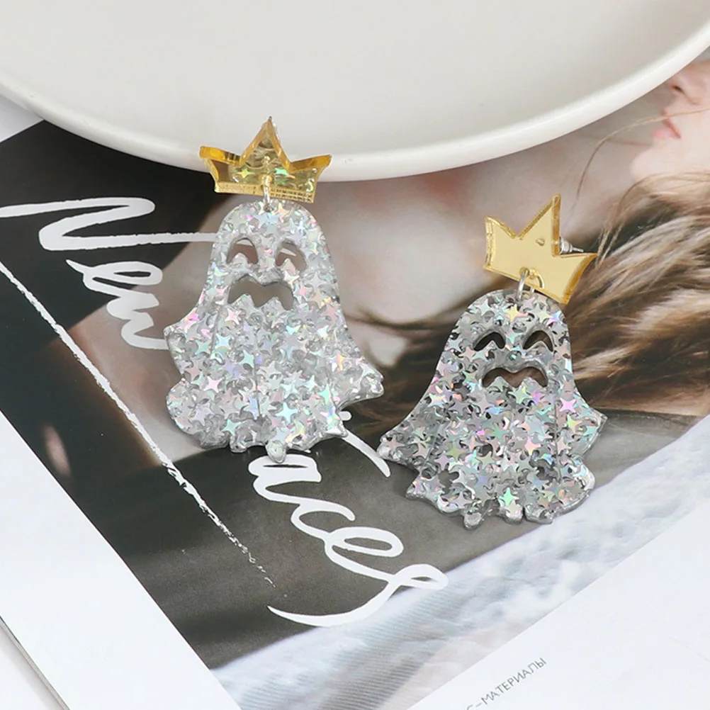 

1 Pair Ghost Earrings Halloween Costume Jewelry Dangle Trendy Gothic Drop Ear Jewelry For Women Cool Fashion Accessories