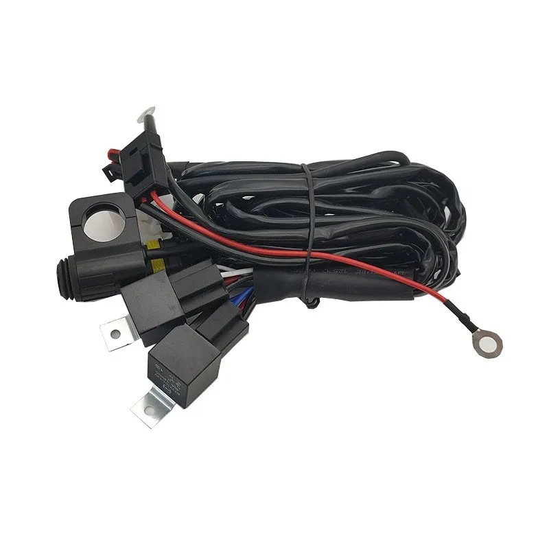 Motorcycle LED spotlight switch, one drive two headlight wire group, car modification relay light high /low beam wiring harness