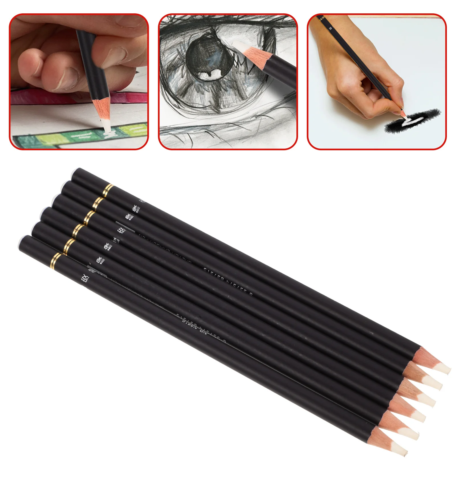

6 Pcs Highlight Rubber Pen Drawing Eraser Pencil Accessory Erasers for Sketching Artist