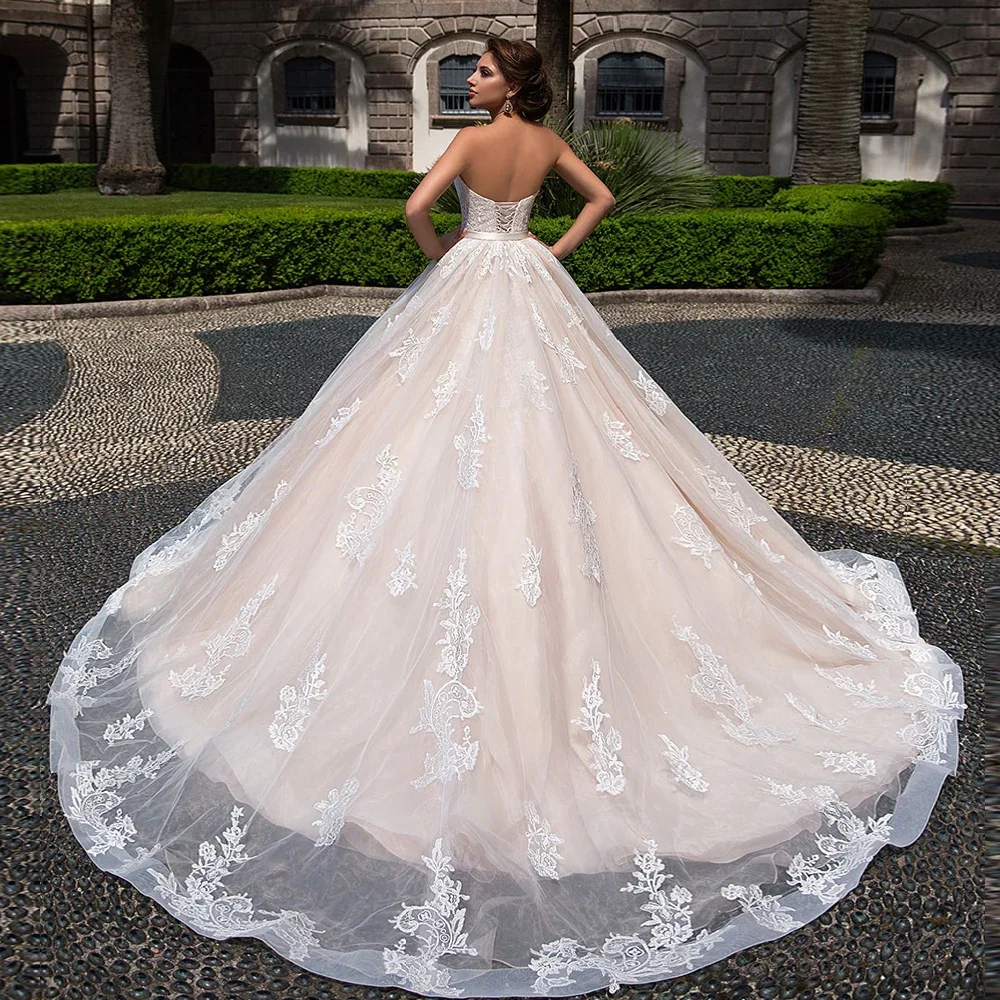 Customized Ball Gown Sweetheart Neck Wedding Dresses long sleeves Off the Shoulder Lace Up Back Vestidos De Novia Abito Da Sposa