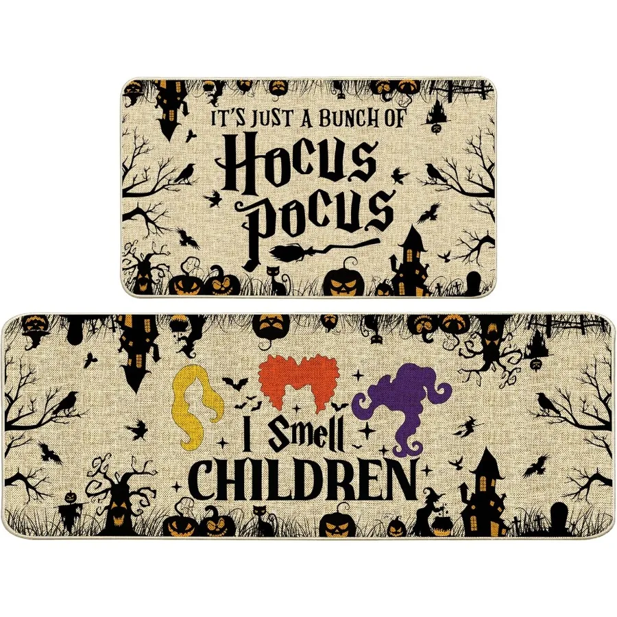 

Кухонные коврики и коврики на Хэллоуин, набор из 2-х кухонных ковриков на Хэллоуин, кухонный декор на Хэллоуин, коврики против усталости для украшения пола для H