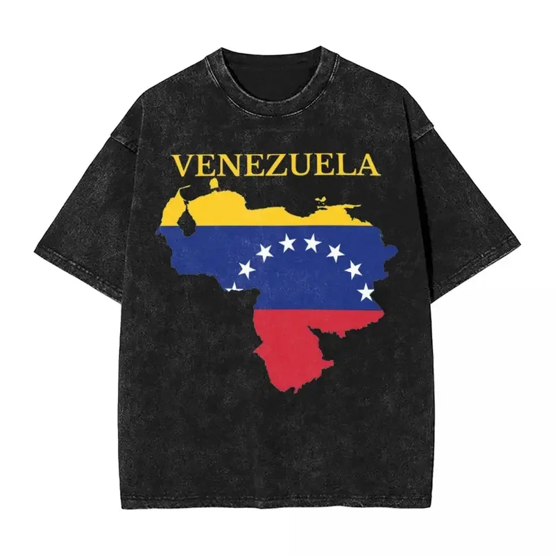 Venezuela Venezuelan Washed T Shirts Streetwear Hip Hop Vintage T-Shirts Tee Shirt Men Short Sleeve Oversize Summer