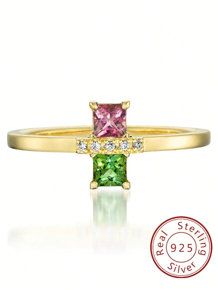925er Sterlingsilber, personalisierter quadratischer Zirkon-Ring für Frauen, Hochzeit, Party, Luxus, Mode, hochwertiger edler Schmuck