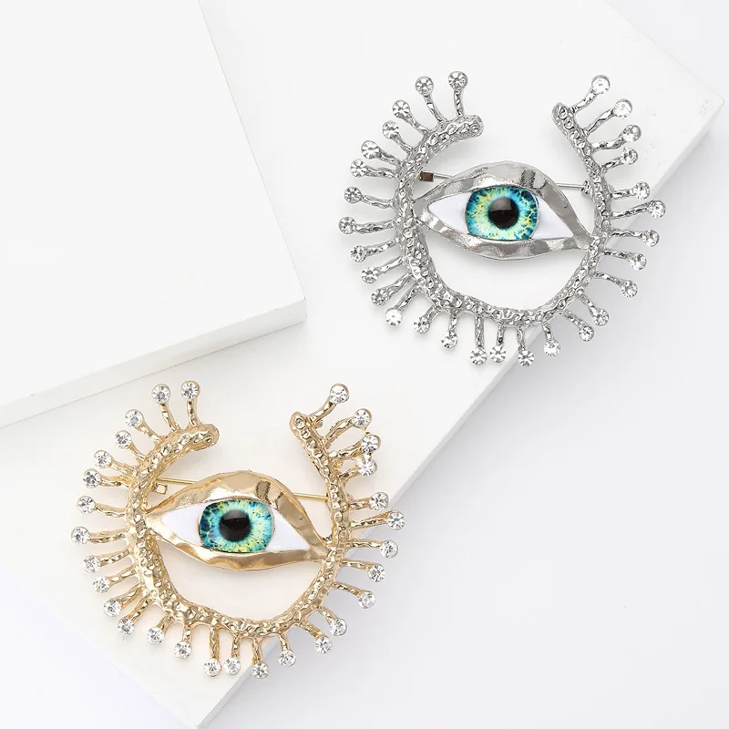 Wuli&baby Big Blue Eye Round Brooches Women Unisex New Design Charming Eyes Party Office Brooch Pin Gifts