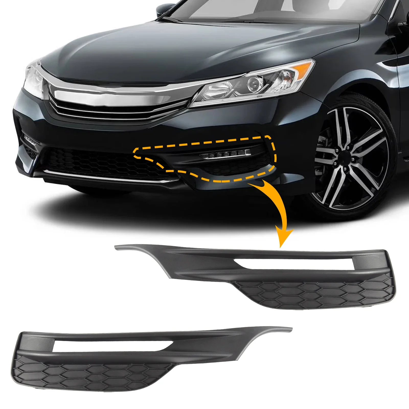 

OLANGDA Fog Light Grill Cover Frame Lamp Shade Under Front Bumper For Honda Accord Sedan 4 Door 2016 2017 71112-T2F-A61 71102-T2