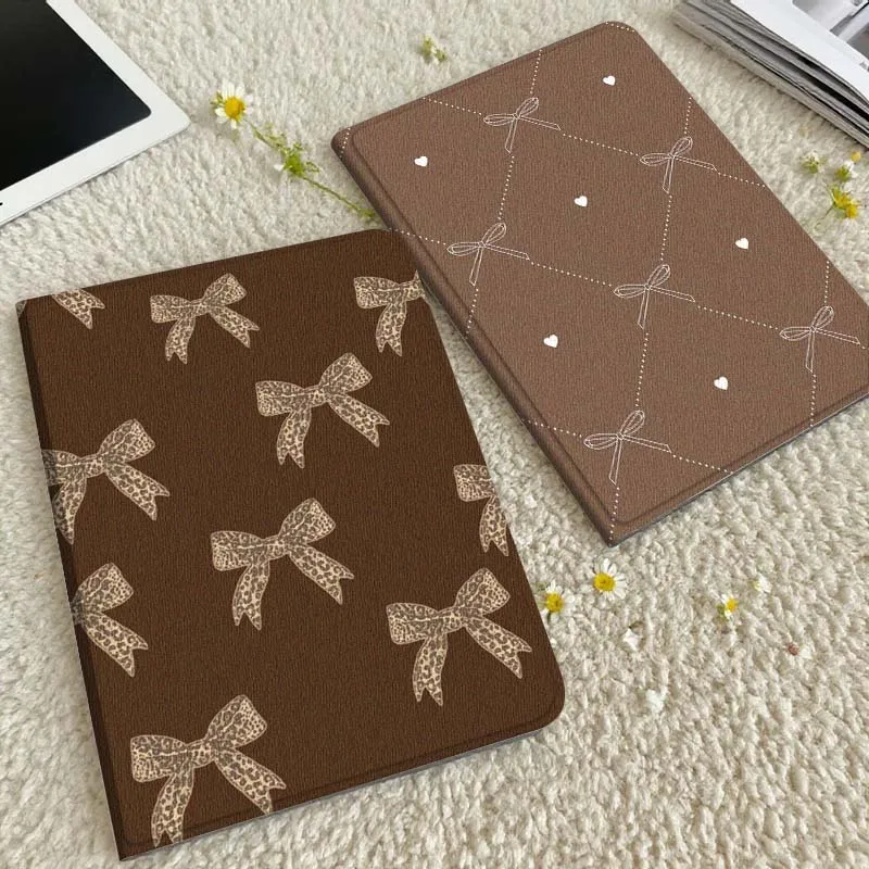 

Cartoon Bow Pattern Brown Tablet Case For Xiaomi Redmi Mini Pad SE K 2 4 5 6 7 8 2023 2025 11 8.8 11.2 10.1 Pro Gift