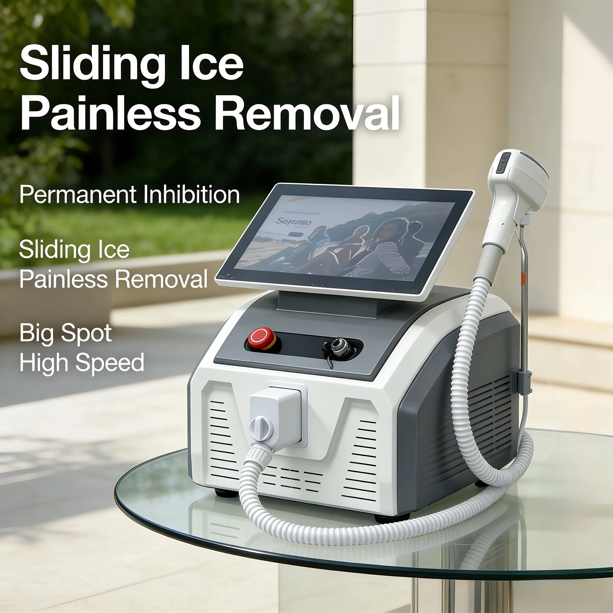 

Desktop 808nm Soprano Diode Laser Hair Removal Machine Ice Painless Sliding Permanent Depilation Equipment