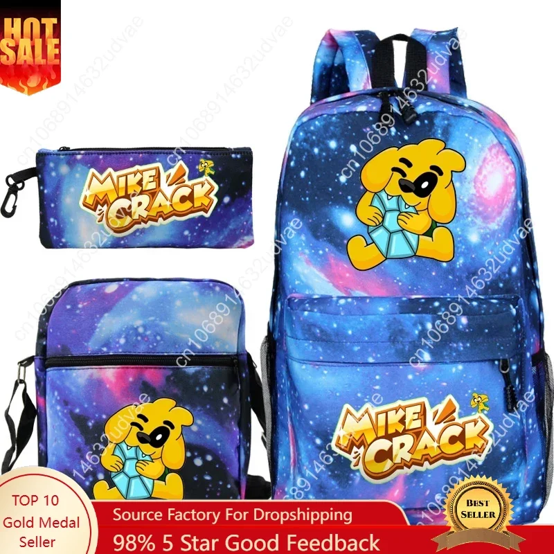

3pcs/set Mikecrack Backpack Shoulder Bag Pencil Bag Students Boys Girls Bookbag Travel Knapsack Mochila Back to School Back Pack