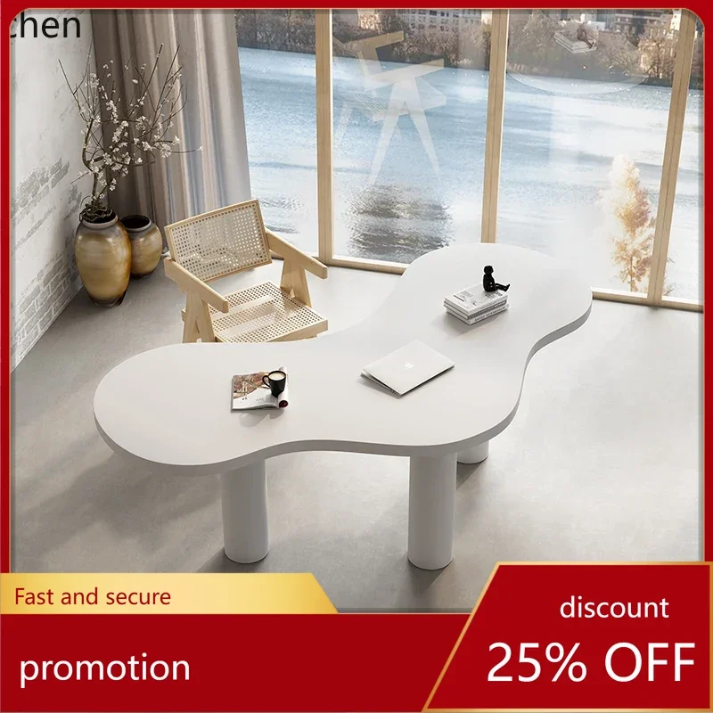HXL solid wood desk curved desk computer desk simple modern irregular table