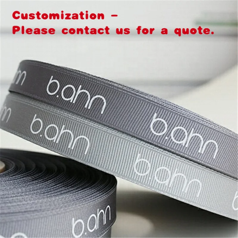 

Изготовленная на заказ белая трафаретная печать на заказ, 1 дюйм, серая полиэстеровая лента из репсовой ленты, катушка для упаковки ленты, 50 лет/рулон