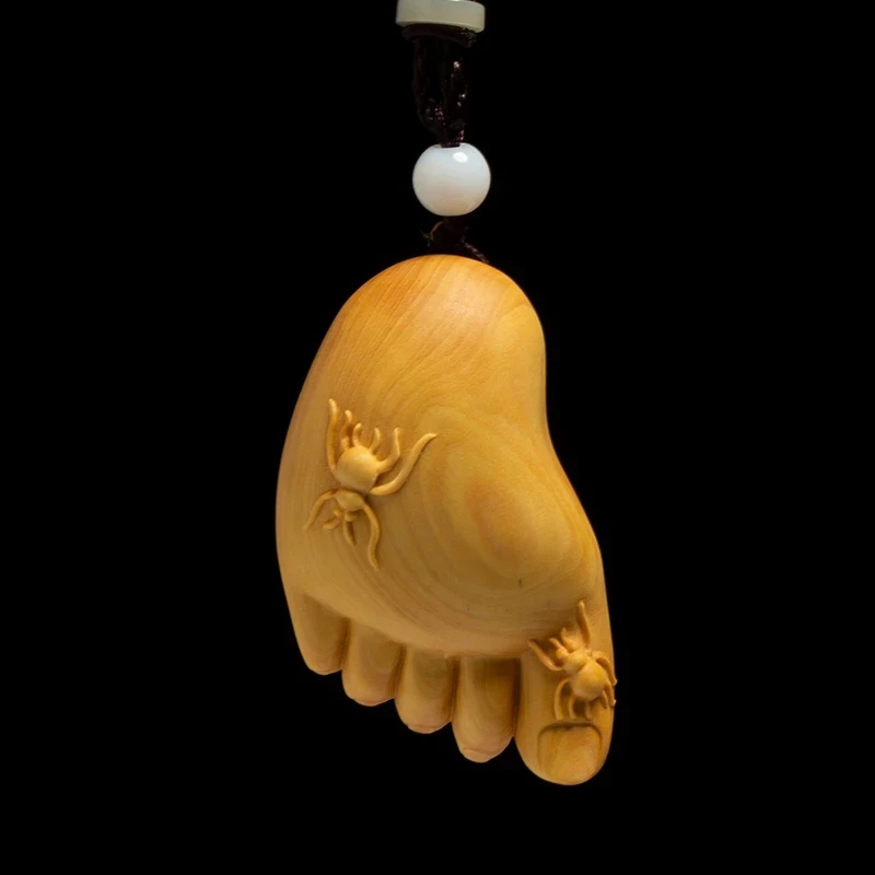 Escultura de pie de boj de 7 Cm, estatua de mascota china tallada en madera, colgante de araña pequeña, decoración del hogar colgante para coche