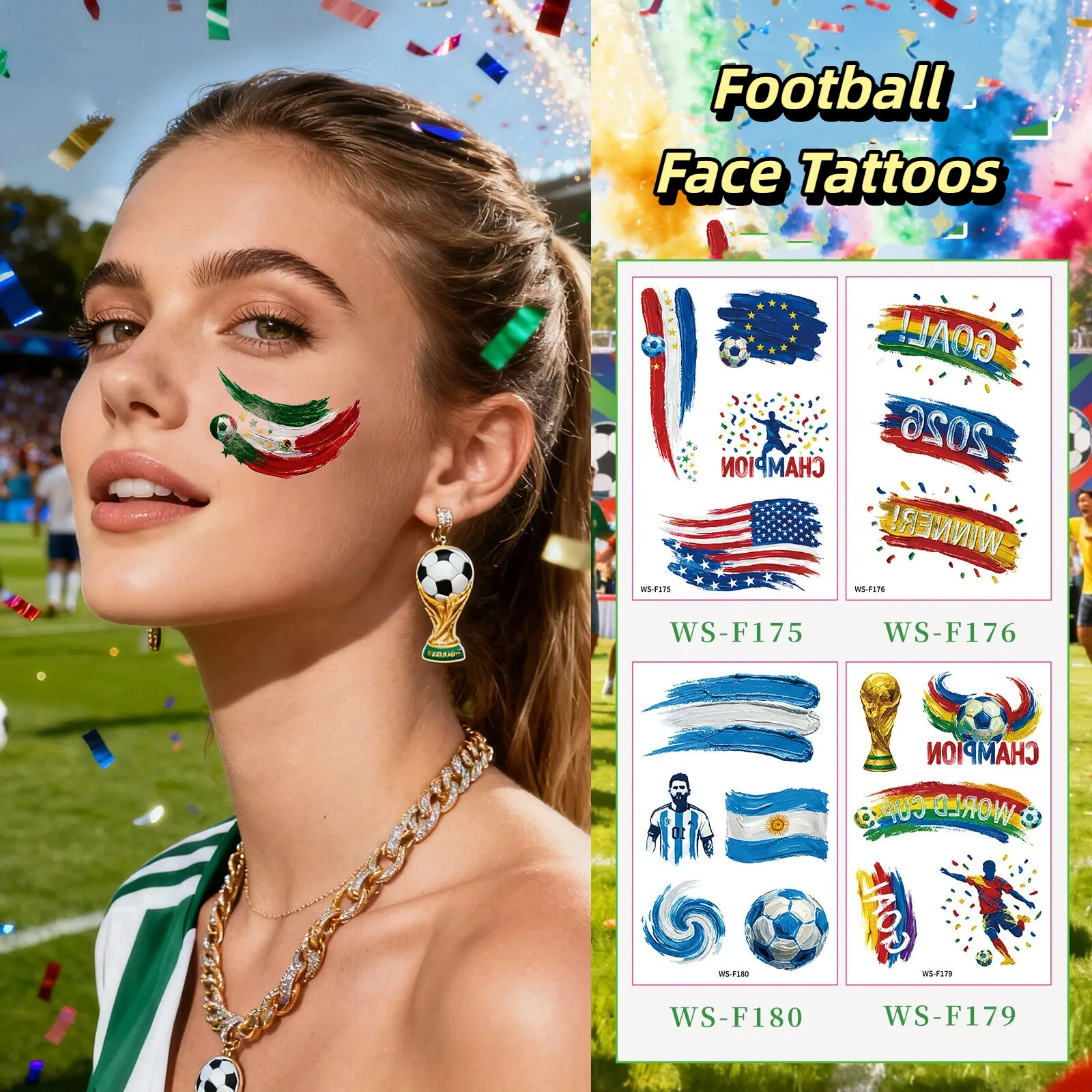 2026 World Cup Waterproof Face Tattoos - Fan Favorites!