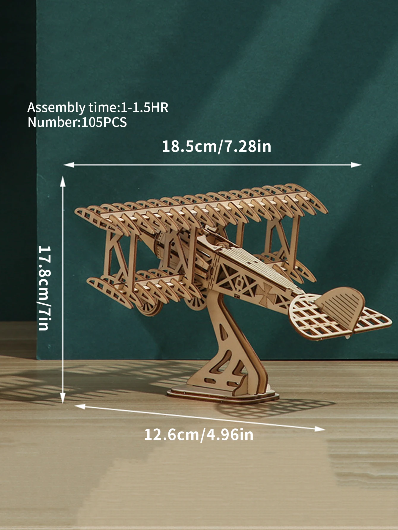 3D Wooden Puzzle Wood DIY Craft  Bi-Plane Model kits Handmade Gifts