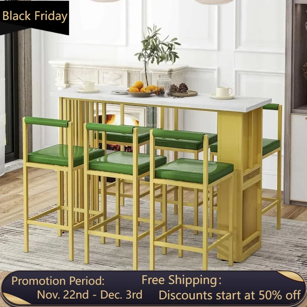 7-Piece Counter Height Dining Bar Table Set, 63