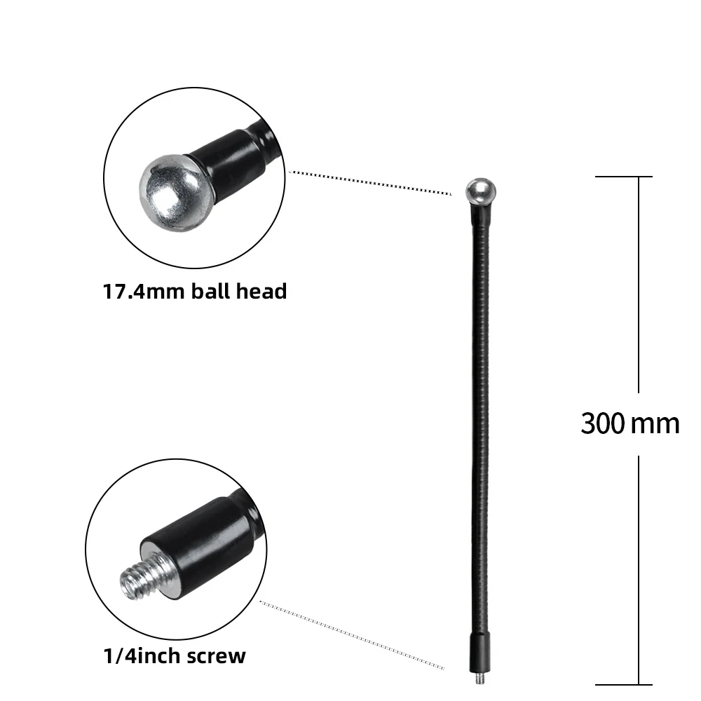Flexible Metallrohrstange Einbeinstativ Selfie Stick Ständer mit 1/4 Zoll Schraube/Kugelkopf-Verlängerungsarm für Kamerastativ-Handy – Detail 20