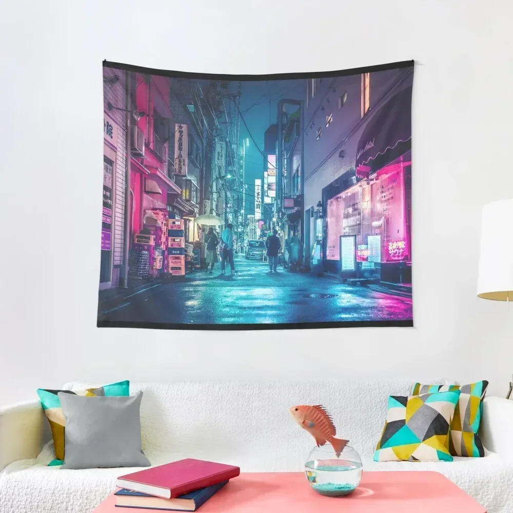 

Tokyo Midnight Rain Pink and Blue aesthetic neon lights. Tapestry Decorative Wall Mural Home Decoration Tapestry