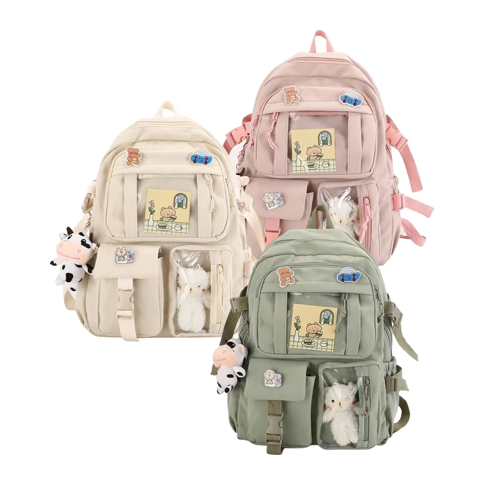

Cartoon Women Backpack School Bag Pockets Travel Work Bag Water Resistant Lady