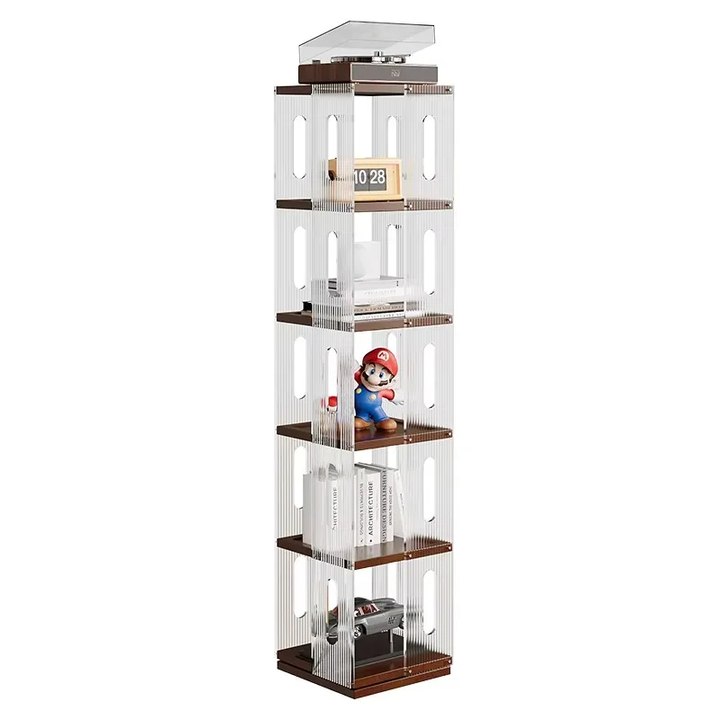 Rotating Bookcase, Transparent Rotating Bookcase, Multi-level Storage Rack