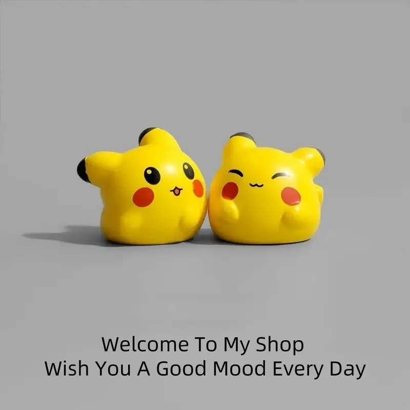 4 szt. Anime Kreskówka Uroczy Pikachu Antystresowy Model Ozdobny na Biurko Komputerowe Mini Figurki Lalki Urocza Zabawka Dekoracja Samochodu