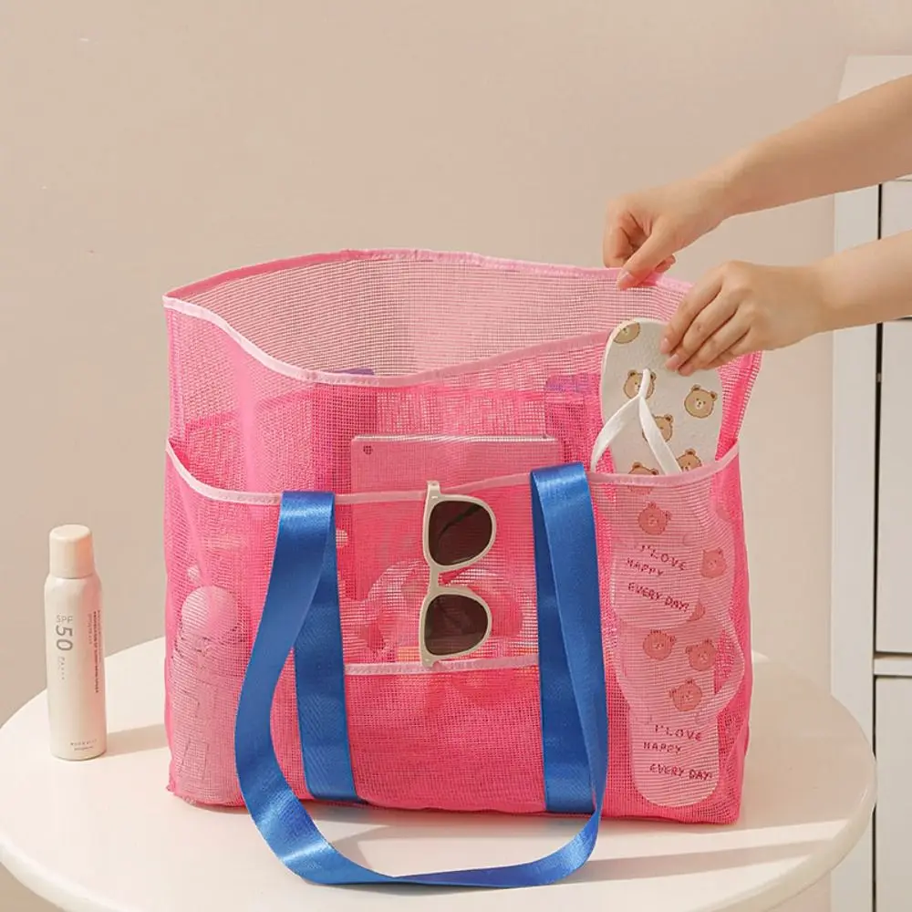 

Multifunction Large Capacity Mesh Shoulder Bag Light Weight Quick Dry Hollow Tote Bag Foldable Shopping Swimming Handbag Fitness