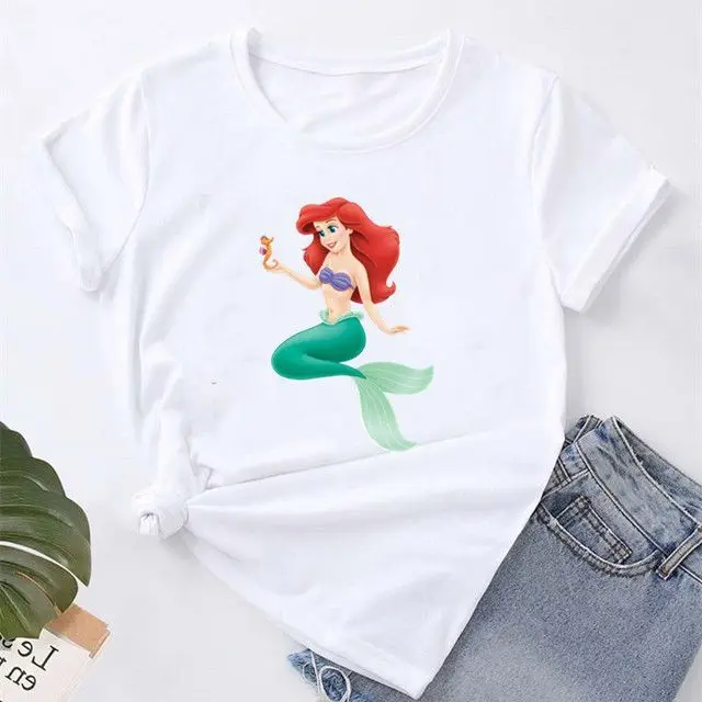 

Disney Princess Series of European and American Fashion Loose Comfortable Casual Cotton Men and Women T-shirt Short Sleeve
