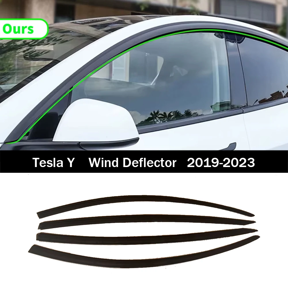 

For Tesla Model Y 2019-2023 Accessories Car Styling Tuning Wide Body Kit 4PCS Window Visors Shade Wind Deflector Rain Guard Brow