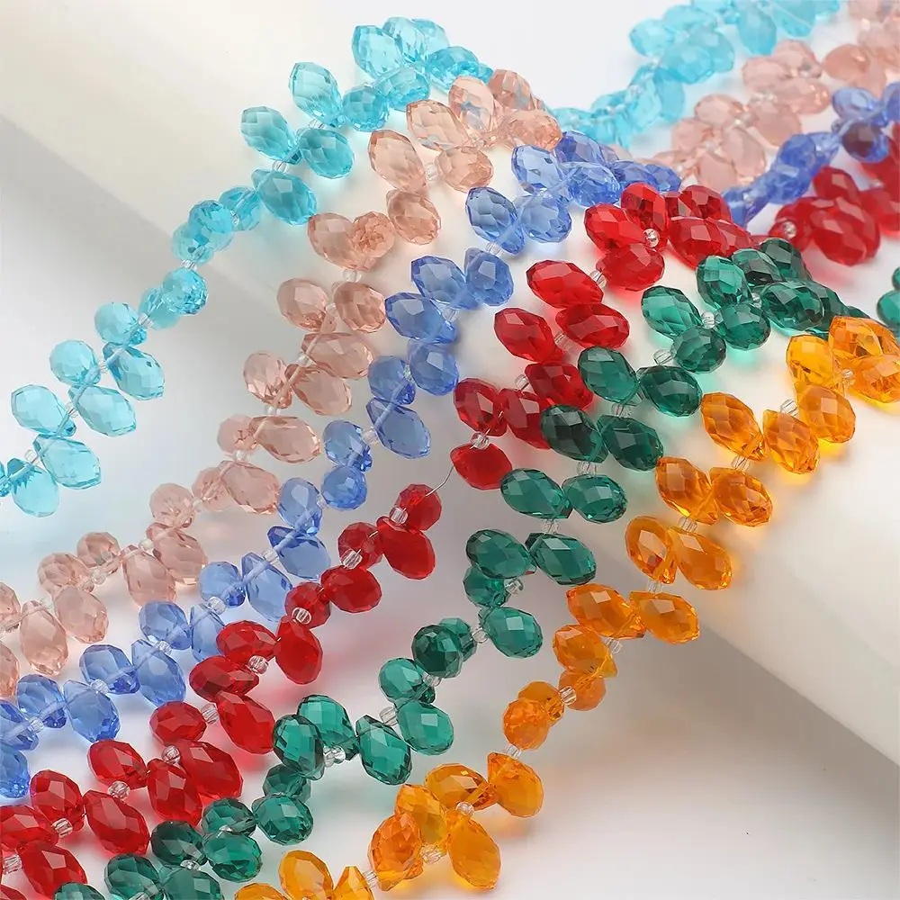 95 Teile/los 8x13mm Top Gebohrt Kristall Teardrop Anhänger Facettierte Birne Form Perlen für DIY Schmuck Machen Halskette ohrring Zubehör