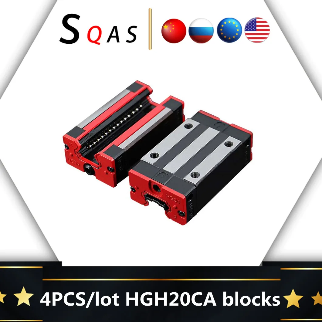 EU warehouse linear guide sliders square rail block size same as HIWIN 4pcs/lot HGH20CA  block slides for CNC