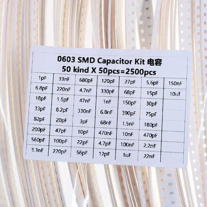 SMD Capacitance Samples Set 0603 1PF-10UF 50Values*50PCS=2500PCS DIY Capacitor