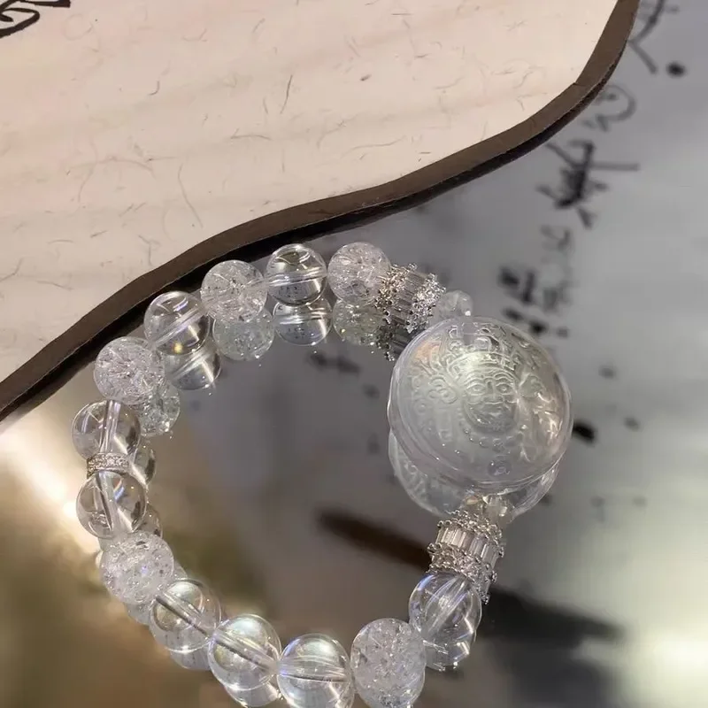 [Rifu One Day] Natural Original White Crystal Citrine Hand Zakiram Lucky Transshipment Bracelet Engraving