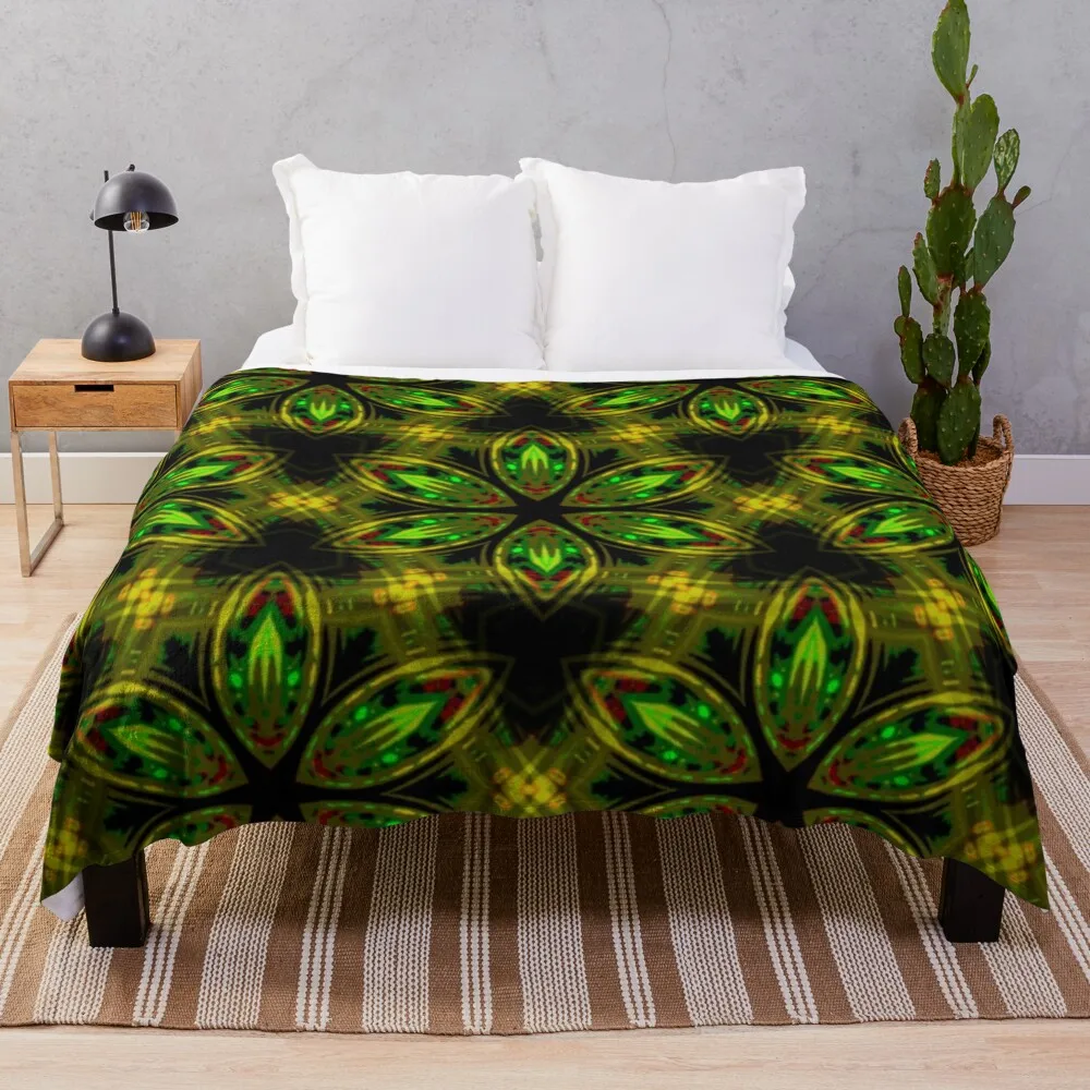 Altering Perception . 3D Illusion . Depth . Dimension Earthy Green #1 Throw Blanket Bed covers blankets ands Blankets