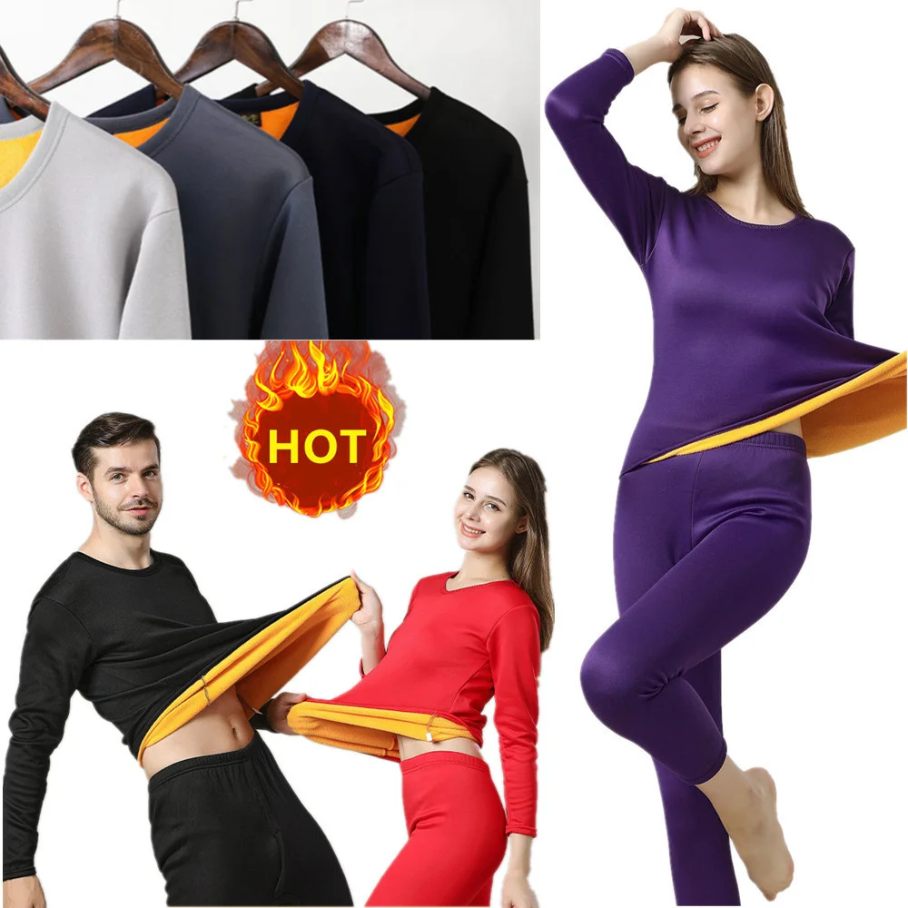 Thermal Underwear Sets Men Winter Long Johns Women Velvet Thicken Inner Wear Fleece Keep Warm Lingerie Pajamas Plus Size L-4XL